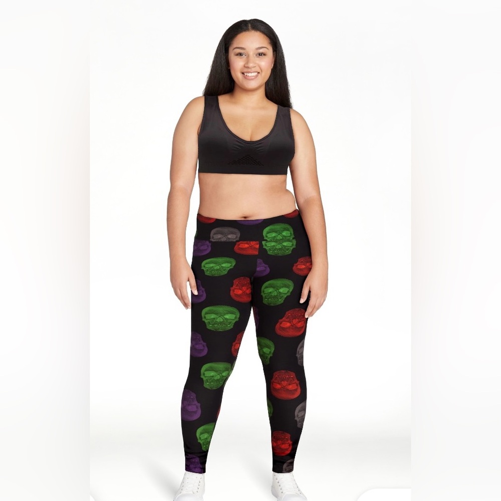 🔴 3/$12 No Boundaries‎ Colorful Skull Print Leggings! NWT! Size S/M